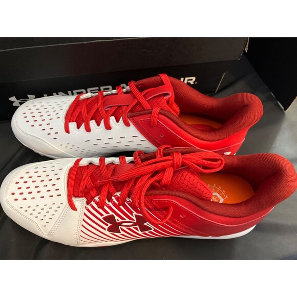 Under Amour Lead Off Low RM Baseball Cleats Red SZ 12 NEW In BOX - Picture 3 of 8